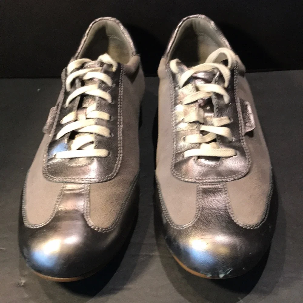 Cole Haan Grey Silver Sneaker Nike Air Soles Metallic Pewter Women's 9.5